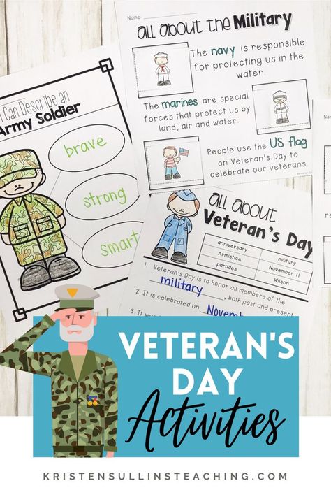 Veterans Day Activities For Kids, November Teaching Ideas, Preschool Weekly Lesson Plans, Activities For First Grade, Veterans Day Activities, 2nd Grade Activities, Lesson Activities, First Grade Lessons, Toddler Education