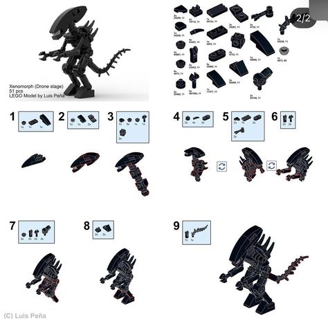 Lego Robots Instructions, Lego Xenomorph, Lego Robot Ideas, Lego Robot Instructions, Lego Ideas To Build Instructions, Lego Alien, Lego Monster, Easy Lego Creations, Lego Dragon