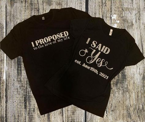 I proposed.I I said yes.Engagement Shirts.Fiance | Etsy Finally Engaged, Beautiful Tshirts, Family Birthday Shirts, I Said Yes, Queen Shirts, First Birthday Shirts, Birthday Boy Shirts, Birthday Girl Shirt, Girl First Birthday