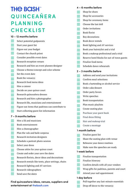 Quinceañera Planning Checklist - FREE Template, Excel, Workbook and Printable PDF Checklist For Quinceanera, Quinceanera Needs List, Things For A Quinceanera, Rustic Quinceanera Dresses, Quinceanera To Do List Planners, List Of Padrinos For Quinceanera, Quinceañera On A Budget, Quince Planning Binder, Sweet 16 Planning Checklist