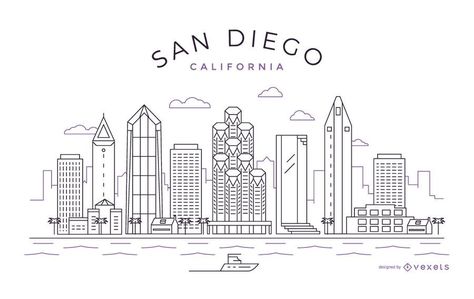 San Diego stroke skyline Check more at https://vectorstockfree.com/san-diego-stroke-skyline/ San Diego Skyline Tattoo, San Diego Tattoo Ideas, Sean Tattoo, San Diego Tattoo, Coronado Bridge, Skyline Tattoo, San Diego Skyline, Travel Doodles, Buildings Modern