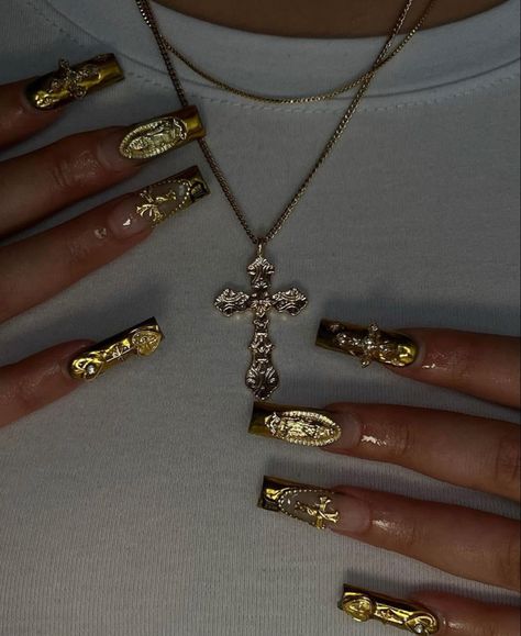 Classy Acrylic Nails, Unique Acrylic Nails, Bling Acrylic Nails, Nagel Inspo, Square Acrylic Nails, Funky Nails, Fire Nails, Chic Nails, Pretty Acrylic Nails