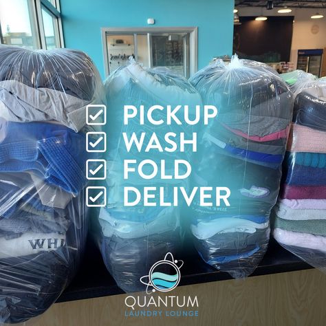 Did you know we have drop-off/delivery/wash & fold and pickup service. Quantum Laundry Lounge is the Best laundromat in Anchorage to offer laundry service pickup and delivery. We will pick up your laundry, wash and fold it, and deliver it. quantumlaundry.com Laundry Pick Up And Delivery Service, Wash And Fold Service, Wash And Fold Laundry Service, Mobile Laundry Service, Wash And Fold Laundry Business, Laundry Logo Design Ideas, Laundry Ads, Laundry Marketing, Laundry Delivery Service