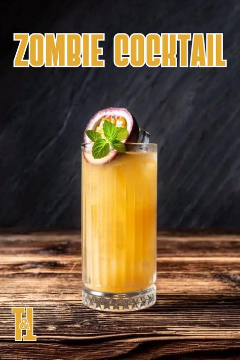 Feeling dead? A few sips of this Zombie Cocktail will zap you back to life. Cocktail Zombie, Zombie Drink, Zombie Cocktail, Tiki Glasses, Strong Cocktails, Best Alcohol, Tiki Cocktails, Tiki Drinks, Light Rum