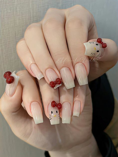 Super Cute Nails, Punk Nails, Cute Simple Nails, Aesthetic Nails, Girly Acrylic Nails, Blush Nails, Hello Kitty Nails, Really Cute Nails, Soft Nails