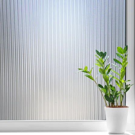 Latitude Run® 3D Reeded Frosted Decorative Privacy Window Decal | Wayfair Decorative Window Treatments, Bamboo Privacy, Privacy Window Film, Privacy Window, Reeded Glass, Decorative Window Film, Privacy Film, Window Privacy, Window Film Privacy