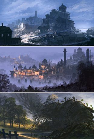 Feng Zhu Design, Feng Zhu, Games Design, Fantasy City, Fantasy Setting, Fantasy Places, Wow Art, Art Et Illustration, Matte Painting