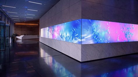 Collide combines motion graphics with digital design for bold, synaesthetic art installation | Creative Boom Led Video Wall, Led Screen, Video Wall, Grid Design, Art Installation, Exhibition Space, Digital Signage, Light Installation, Digital Wall