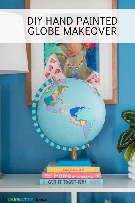 Globe Makeover, Painted Globe Diy, Globe Diy Projects, Mobile Classroom, Hand Painted Globe, Globe Diy, Globe Crafts, Painted Globe, Christmas Globes