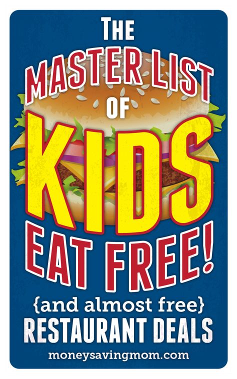 Check out the Master List of Kids Eat Free (or Almost Free) Deals! What a FANTASTIC list! Restaurant Deals, Kids Eat Free, Tangled Party, Kids Meal, Money Saving Mom, Master List, Birthday Meme, Saving Ideas, Money Saver