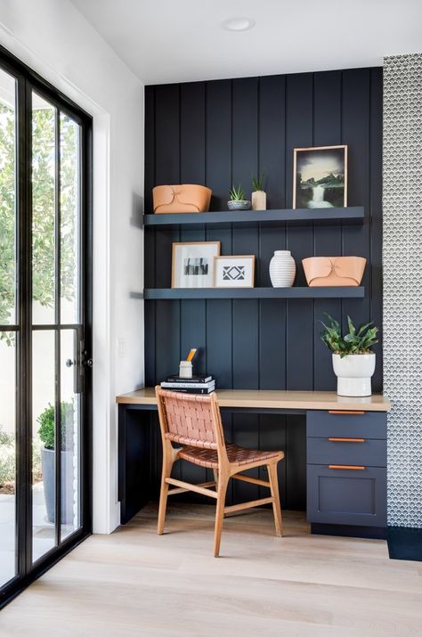 Known for its calming properties, blue is a no-brainer when it comes to the workspace. To showcase just how impactful the hue can be, we compiled a shortlist of our favorite blue home office ideas worth considering. Blue Home Offices, Office Nook, Study Nook, Painted Walls, Small Home Office, Dashboard Design, Home Office Space, Blue House, Home Office Design