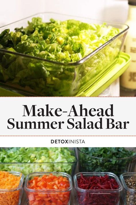 Homemade Salad Bar, Salad Bar At Home Ideas, Prepping Salads For The Week, Salad Bar Meal Prep, Keep Salad Fresh All Week, Diy Salad Bar Ideas, Salad Station Ideas, Home Salad Bar Ideas, Refrigerator Salad Bar