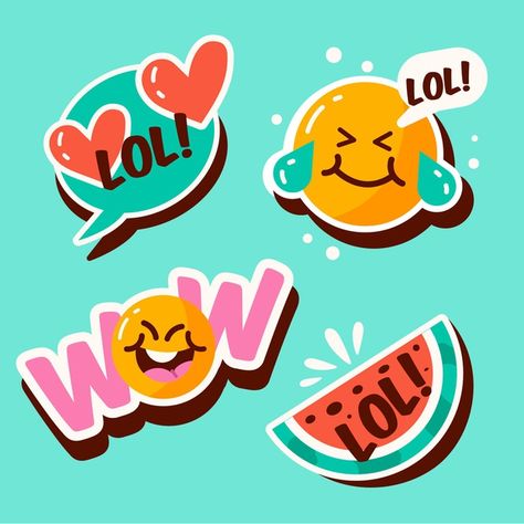 Y2k Stickers, Stickers Collection, Isometric Design, Emoji Stickers, Funny Lol, Graphic Design Fun, Kids Stickers, Cartoon Clip Art, Typography Inspiration