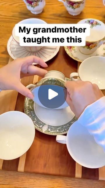 Liz & Jeff on Instagram: "Best way to store tea cups #tea #teacup #grandmother #fancy #teatime" How To Store Tea Cups, Hi Tea Table Setting, Tea Cup Organization, Tea Set Up, Tea Party Set Up Ideas, Hi Tea Party Ideas Table Settings, High Tea Table Setting Ideas, Tea Tray Ideas, Tea Party Table Set Up