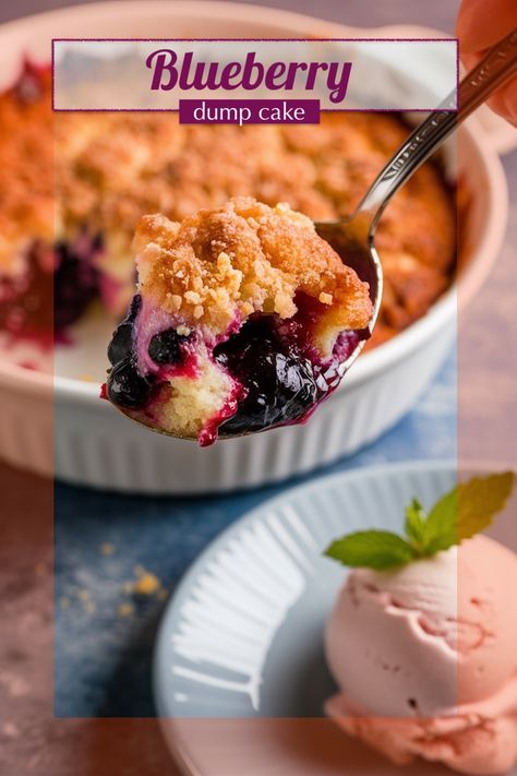 BLUEBERRY DUMP CAKE RECIPE - Emma's Cake Studio Easy Dump Cake Recipes, Champagne Cupcake Recipes, White Cupcake Recipes, Blueberry Dump Cake, Blueberry Dump Cake Recipes, Blueberry Cake Mix, Easy Dump Cake Recipe, Fruit Desserts Easy, Peach Dump Cake