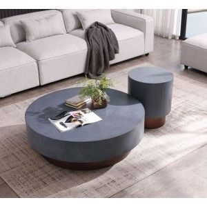 Coffee Tables from VIG Furniture Copper End Table, Copper Coffee Table, Vig Furniture, Round Metal Coffee Table, Modern Style Living Room, Brown Leather Armchair, Copper And Grey, Drum Coffee Table, Coffee Table Grey