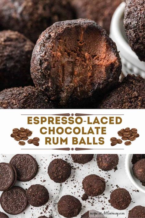 Are you Looking for a decadent, boozy, and perfect holiday dessert? These Chocolate rum Balls are made with dark rum and espresso coffee powder and rolled in crushed Oreos. A no-bake Italian-inspired treat that's impossible to resist! Rum Balls Boozy, Recipes Indian Snacks, Chocolate Rum Balls, Rum Desserts, Snacks Recipes Indian, Oreo Cookie Crumbs, Trending Desserts, Boozy Baking, Italian Accent