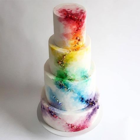 Rainbow Wedding Theme, Rainbow Wedding Cake, Colorful Wedding Cakes, Cake Wrecks, Torte Cupcake, Tiered Cake, Lgbt Wedding, Rainbow Wedding, Crazy Cakes