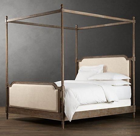 Beds/Headboards - Vienne French Four-Poster Bed | Metal Beds | Restoration Hardware - vienne, poster, bed French Canopy Bed, White Wood Bed, Four Poster Beds, Four Poster Bed Frame, Poster Beds, French Furniture Bedroom, Beds Ideas, Antique Bedroom Furniture, 4 Poster Beds