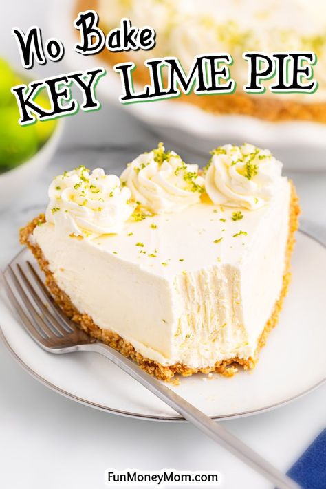 This No Bake Key Lime Pie recipe features an irresistible sweet and tangy filling in a buttery, homemade graham cracker crust. With a refreshing lime flavor, this no bake dessert is the perfect summer pie for cookouts and parties! Kelime Pie Recipe, No Bake Key Lime Pie With Cool Whip, No Bake Key Lime Pie In A Jar, Kie Lime Pie Recipes, Easy No Bake Key Lime Pie, Key Lime Pie With Condensed Milk, Keylime Pie Recipe No Bake, Keylime Pie Recipe Easy, Lemon Lime Pie Recipe