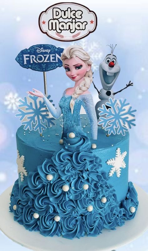 Frozen Cake Designs For Girl, Elsa Themed Cake, Elsa Frozen Cake Birthdays, Disney Princess Cake Ideas Simple, Simple Frozen Birthday Cake, Simple Frozen Theme Cake, Elsa Cake Ideas, Frozen Cake Design, Elsa Theme Cake