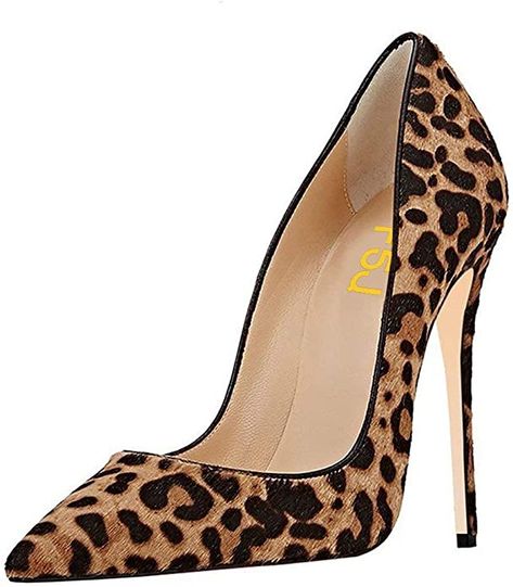 Amazon.com | FSJ Women Sexy Leopard Printed Dress Shoes Pointy Toe High Heels Stilettos Pumps Shoe Size 4-15 US | Pumps Leopard Print High Heels, High Heel Dress, Leopard Print Shoes, Leopard Print Heels, Chic Heels, Heels Stilettos, Comfortable Heels, Stiletto Pumps, Suede Pumps