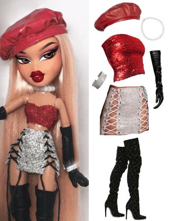 Brats Clothes Aesthetic, Bratz Dress Outfit, Sasha Bratz Outfits Halloween, Bratz Themed Outfits For Adults, Bratz Theme Outfit Ideas, Chloe Bratz Doll Halloween Costume, Bratz Inspo Outfit Yasmine, Brats Doll Inspired Outfits, Bratz Doll Outfit Ideas