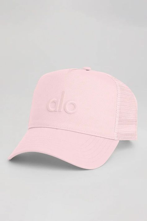 District Trucker Hat - Powder Pink | Alo Yoga Alo Trucker Hat, Cute Trucker Hats, Womens Trucker Hat, Pink Trucker Hat, Women Hats Fashion, Pink Cap, Workout Tights, Pink Hat, Armors