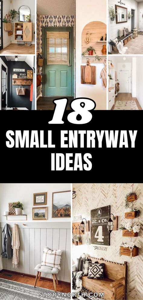 Save this pin for 18 stylish small entryway ideas that will impress your guests and elevate your home decor! #HomeDecor #EntrywayDesign #SmallSpaces #InteriorInspiration Small Farmhouse Entryway Ideas, Entry Corner Ideas, Small Foyer Decor, Small Front Entryway Ideas, Simple Entryway Ideas, Small Foyer Ideas Entryway, Mediterranean Bedroom Ideas, Small Entryway Ideas, Tiny Entryway