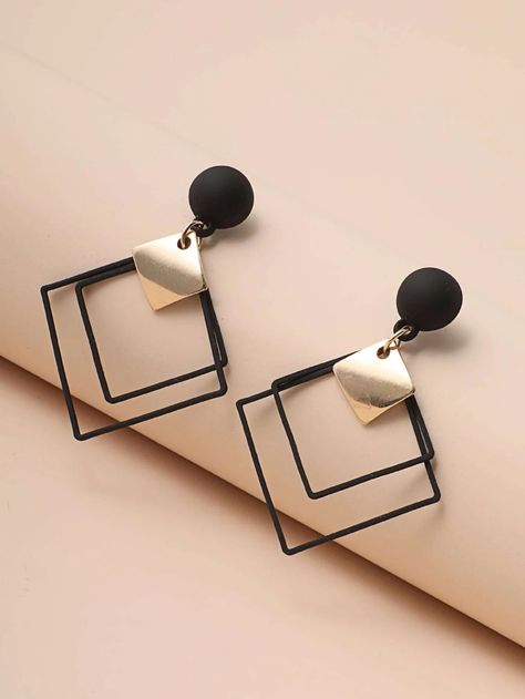 Classy Jewelry, Trendy Earrings, Fancy Jewelry, Black Earrings, Girly Jewelry, Geometric Earrings, Stylish Jewelry, Fashion Accessories Jewelry, Pretty Jewellery