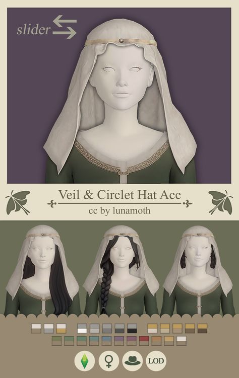 📜 Medieval Veil & Circlet | Hairs & Acc 💜 | Patreon Sims 4 Medieval Mod, Medieval Clothing Sims 4 Cc, Sims4 Cc Medieval, Sims 4 Medieval Headpiece, Sims 3 Medieval Cc, Veil Cc Sims 4, Sims 4 Cc Veil Maxis Match, Sims 4 Medieval Save File, Royalty Sims 4