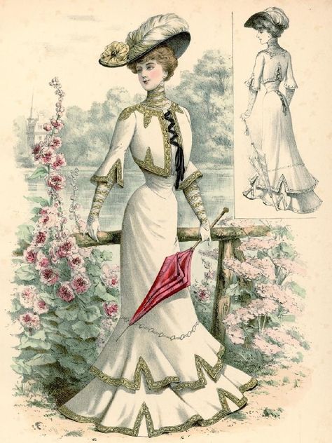 1902 Fashion, 1900 Fashion Plate, 1901 Fashion, Edwardian Day Dress, 1909 Fashion, 20’s Fashion, Edwardian Fashion Plates, Edwardian Era Fashion, Lily Elsie