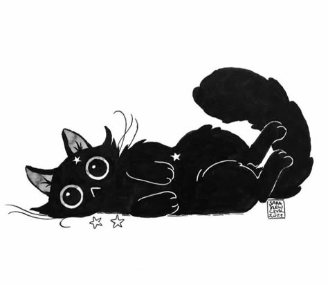 Fluffy Black Cat, Unusual Animal Friendships, Animal Friendships, Black Cat Drawing, Magic Runes, Animes Emo, Black Cat Aesthetic, Cats Art Drawing, Black Cat Tattoos