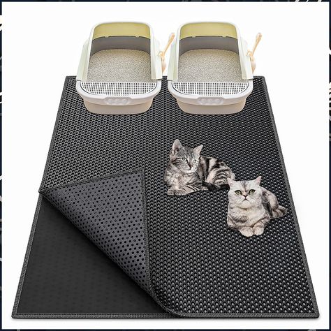 Waretary Cat Litter Mat 36"x 30", Kitty Pretty Litter Box Trapping Mat, Extra Large XL Honeycomb Double Scatter Control Layer Pretty Litter, Kitty Litter, Cat Litter Mat, Litter Mat, Puppy Pads, Cat Toilet, Cat Mat, Cat Supplies, Cat Pet Supplies