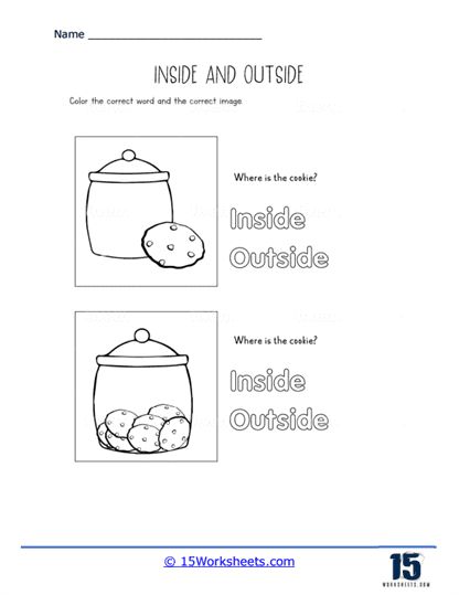 Inside Outside Worksheet, Jar Worksheet, Single Cookie, Holiday Science, Kindergarten Social Studies, The Jar, Simple Illustration, Inside Outside, Writing Skills