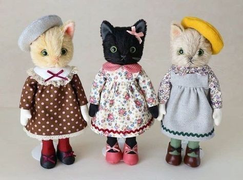 Cat Dolls, Calico Critters, Cat Doll, Handmade Teddy Bears, Cute Doll, Sewing Dolls, Web Magazine, Pretty Dolls, Animal Dolls