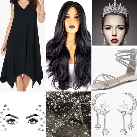 DIY inspo for primordial goddess Nyx Nyx Costume Goddesses, Nyx Goddess Costume, Goddess Costume Diy, Primordial Goddess, Greek Goddess Of The Night, Goddess Costume, Greek Gods And Goddesses, Black Costume, Greek Goddess