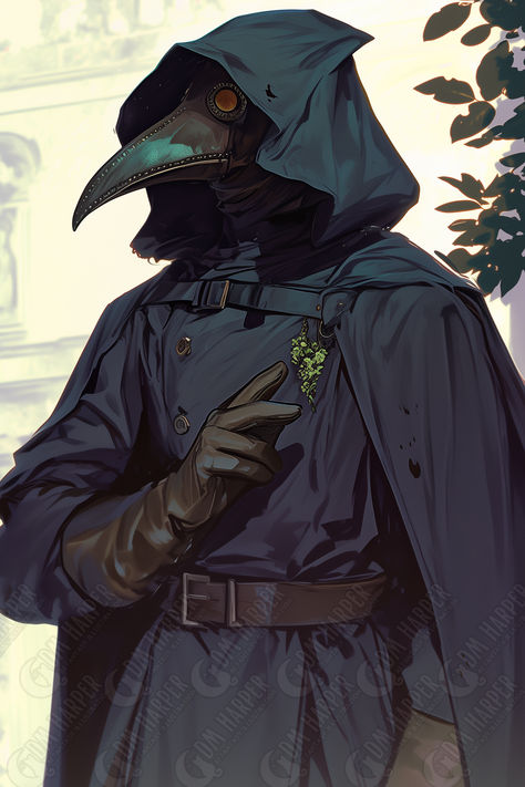 Human Cleric of Mask Kelemvor Cleric, Dnd Plague Doctor, Grave Cleric Dnd, Dnd Masked Character, Plague Doctor Character Design, Goliath Cleric, Grave Domain Cleric, Dnd Character Mask, Knowledge Cleric