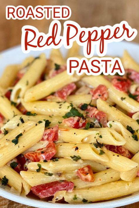 Pasta Recipes With Bell Peppers, Pasta With Peppers And Onions, Chicken And Peppers Pasta, Bell Pepper Pasta Recipes, Roasted Bell Pepper Pasta, Pasta With Roasted Red Peppers, Pasta With Bell Peppers, Pasta With Peppers, Roasted Red Peppers Recipes