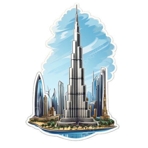 beautiful the burj khalifa uae sticker burj khalifa sticker wonders png Fimo, Burj Khalifa Tattoo, Uae Stickers, Bag Customization, Bus Cake, Travel Doodles, Sticker Clipart, The Burj Khalifa, Travel Advertising