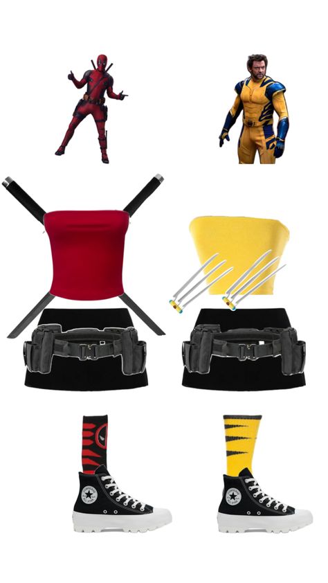 Wolverine Halloween Costume, Deadpool Halloween Costume, Deadpool Halloween, Fun Halloween Outfits, Costume Ideas Halloween, Halloween Duos, Women Halloween Costume Ideas, Cute Group Halloween Costumes, Halloween Costumes For Teens Girls