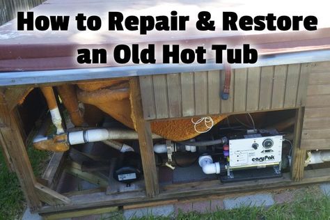 Tub Repair, Hot Tub Repair, Hot Tub Patio, Diy Hot Tub, Hot Tub Backyard, Farm Cottage, Diy Garage Storage, Electrical Panel, Hot Tub Outdoor