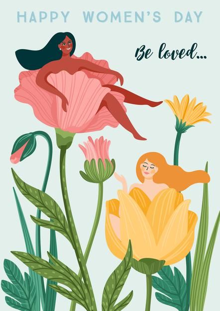 International women s day. vector template with women and flowers for card, poster, flyer and other users Womans Day Card, World Womens Day, International Womens Day Poster, Women's Day Cards, Happy Woman Day, Happy Women's Day, Autumn Illustration, Card Poster, Women Poster