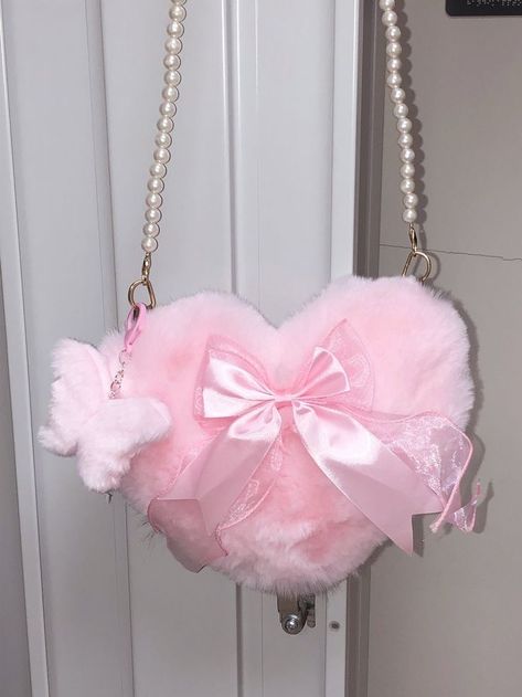 Girly Bags Handbags, Love Quinn, Kawaii Purse, Japanese Handbag, Pink Fur Coat, Kawaii Bags, Luxury Bags Collection, Color Vibe, Girly Bags