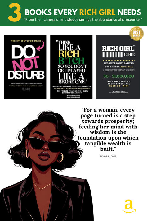 Books hold the secrets to success and abundance. Learn from the masters and boss up in silence. You got this babe! #amazonbestsellers #amazonbooks #richgirls #richgirlera #startingabusiness #womenempowerment #millionairelifestyle #wealthywomen #millionairemindset #richgirlsread #mentallyprepared Boss Babe Books, Girl Code Book, Girly Aesthetics, Entrepreneurship Books, Boss Chic, Faceless Marketing, Empowering Books, Wealthy Women, Recommended Books