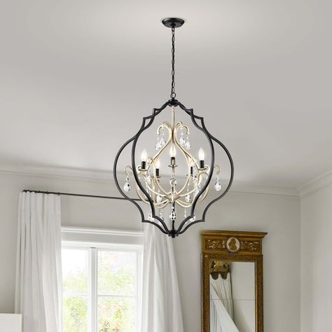 Adoncia Black and Brushed Silverish Champagne Crystal Chandelier - 27 inches in Diameter x 31 inches H - Bed Bath & Beyond - 36875330 Bathroom Chandelier Over Tub Black, Chandelier For Walk In Closet, Bathroom Light Fixtures Over Tub, Black And Silver Chandelier, Black Chandelier Bathroom, Bath Tub Chandelier, Bathtub Chandelier Master Bath, Chandelier In Bathroom, Bathroom Chandelier Over Tub