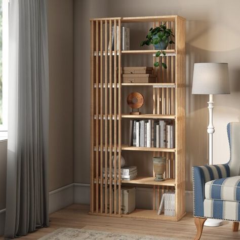 Kane Bamboo Bookcase Isabelline Japanese Style Bookshelf, Japandi Bookcase, Japanese Bookshelf, Bamboo Bookcase, Shoji Screen Room Divider, Bamboo Projects, Bamboo Bookshelf, Japanese Style Bedroom, Japandi Living Room