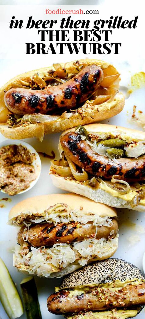 Oktoberfest Bratwurst, Beer Bratwurst Recipes, Bratwurst Dinner, Beer Brats Recipe, Bratwurst Recipe, Beer Bratwurst, Grilled Bratwurst, Fall Lunch, Brats Recipes