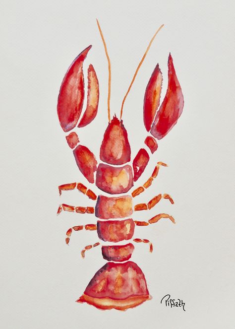 Lobster Watercolor, Photos From History, Aquarelle Painting, Watercolor Paintings Easy, Cat Air, 수채화 그림, Arte Inspo, Watercolor Inspiration, Art Inspiration Painting