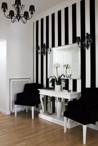 Another way to paint your craft room!  I am a big fan of black and white White Interior Design, Black And White Interior, 카페 인테리어 디자인, Black And White Decor, घर की सजावट, Decoration Inspiration, Salon Decor, Design Living Room, White Bedroom